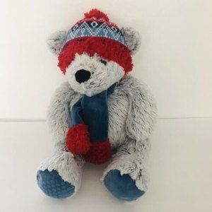 St Jude Plush Gray Teddy Bear Hat Scarf Jordyn Gentle Treasures Stuffed Toy 18”